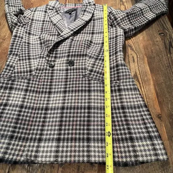 Talbots Herringbone Plaid Double Breasted Blazer Academia Career Preppy Size 8 - Picture 13 of 16